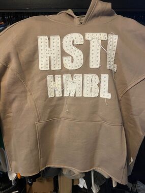 Voyage Studio Khaki Hoodie with Studded Trim (nwt and bagged)